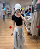 灿图美式双杠速干工装运动休闲裤女夏季高腰显瘦小个子阔腿直筒长裤子 月光灰 L 【建议100-120斤】 实拍图