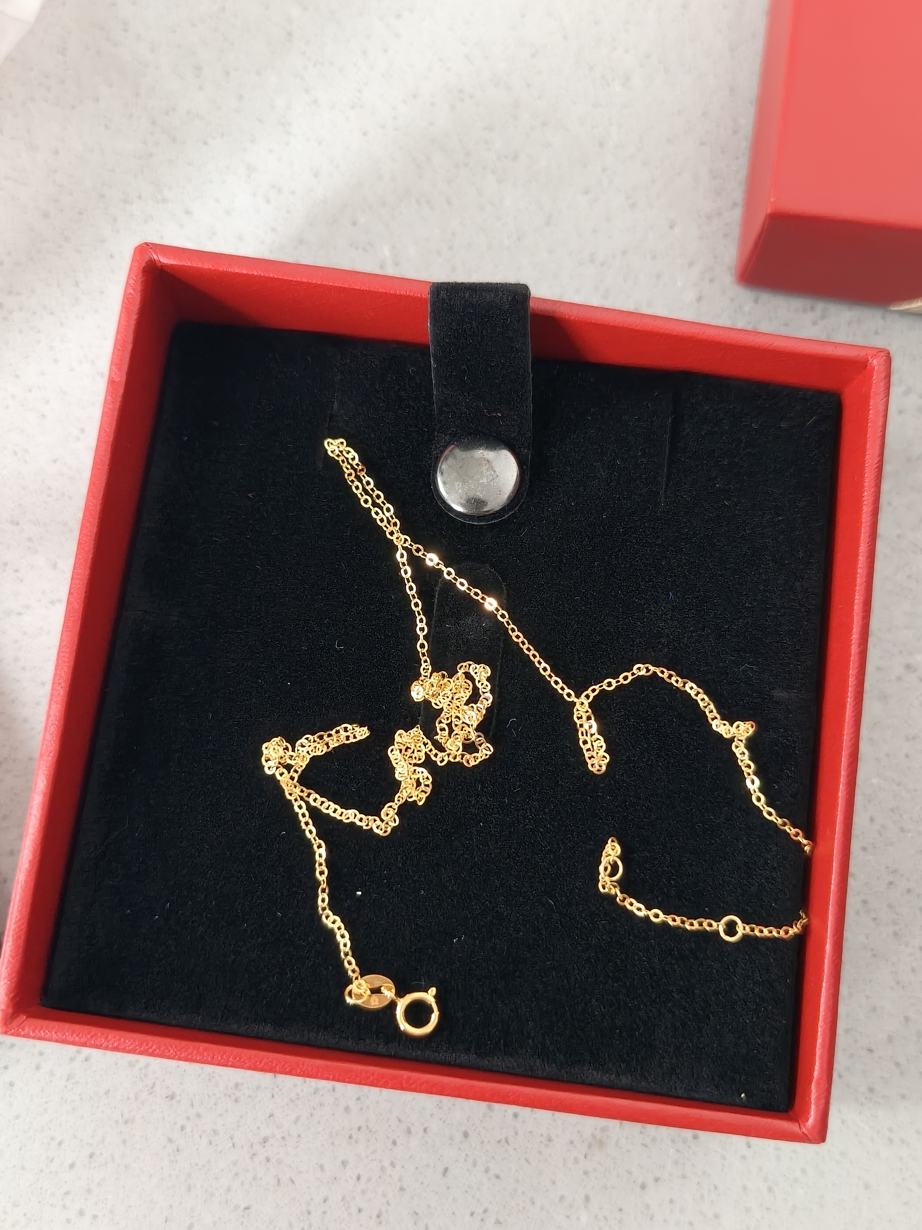 周六福18K黄金项链女O字链素链锁骨链生日礼物 黄18K 约0.8g-41+5cm 实拍图