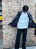 举风怪兽实验室柳叶弯刀牛仔裤男款胖子大码腿粗屁股大直筒微喇叭裤子 黑色 【高品质】 4XL 建议180-200斤收藏加购优先 实拍图