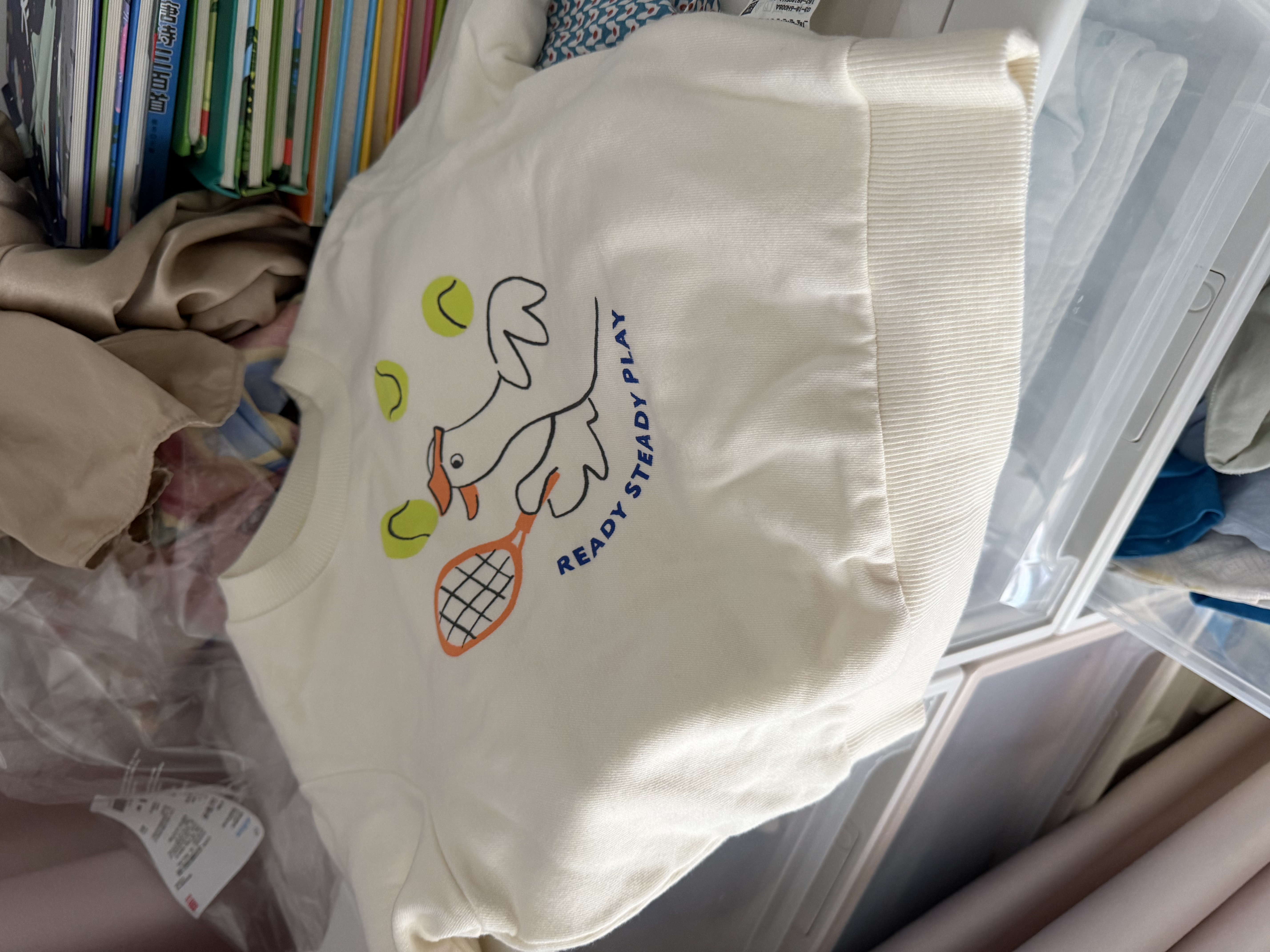 优衣库婴幼儿高弹力卫衣/长袖宝宝运动衫481895 01 乳白色 80 实拍图