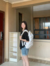 viney书包小学生初中高中大学生背包女大容量旅行双背包户外出游旅行包 白色+可爱挂件 简约轻便高颜值休闲减负电脑包 实拍图