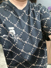 FILA FUSION斐乐潮牌情侣款针织短袖衫满印老花夏季时尚宽松纯棉T恤 41正黑色-BK M 170/92A 实拍图