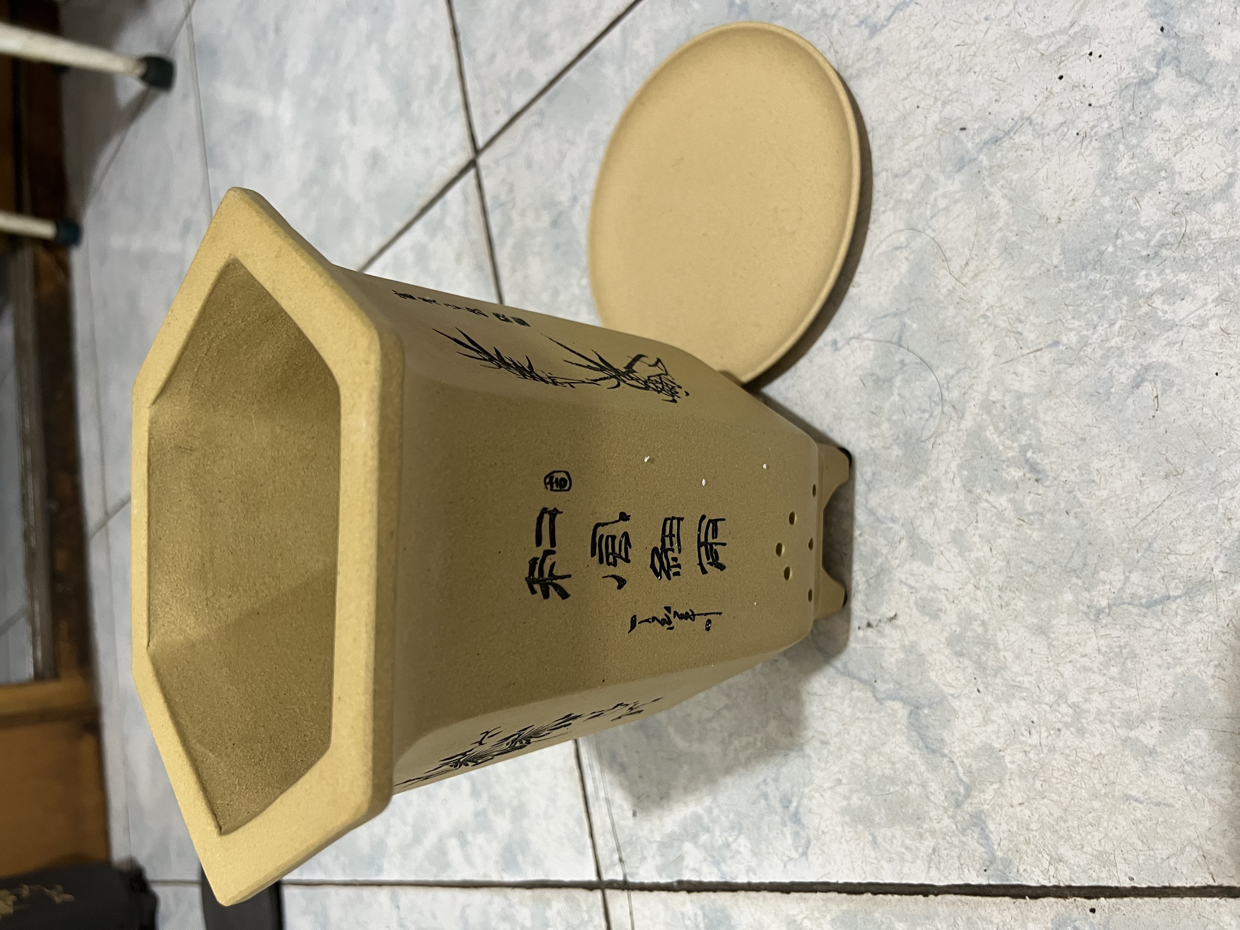 爵遇良品兰花花盆紫砂花盆家用兰草花盆兰花专用盆君子兰盆中小型陶瓷花盆 C款 黄色（配紫砂托） 图上标注 实拍图