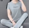 啄木鸟纯棉运动服套装女夏宽松短袖长裤中年妈妈装休闲两件套 宝蓝 2XL 实拍图