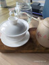韵化羊脂玉瓷陶瓷盖碗单个悬停敬茶杯青花功夫茶具盖子悬浮泡茶碗试用 羊脂玉-水墨江山-悬停三才盖碗 实拍图