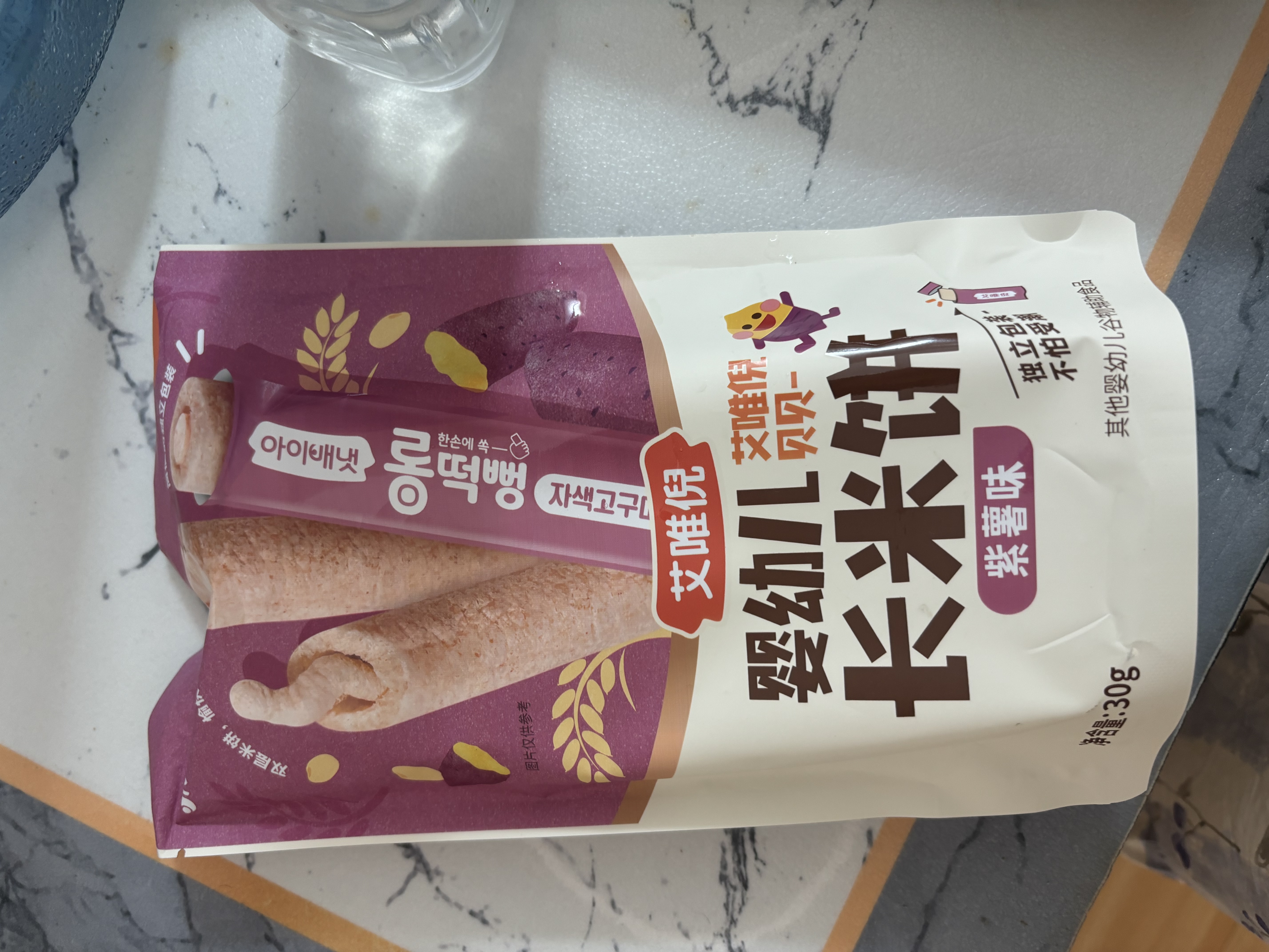 艾唯倪（ivenet）进口婴幼儿长米饼糙米谷物棒磨牙棒宝宝辅食儿童零食6月+紫薯味 实拍图