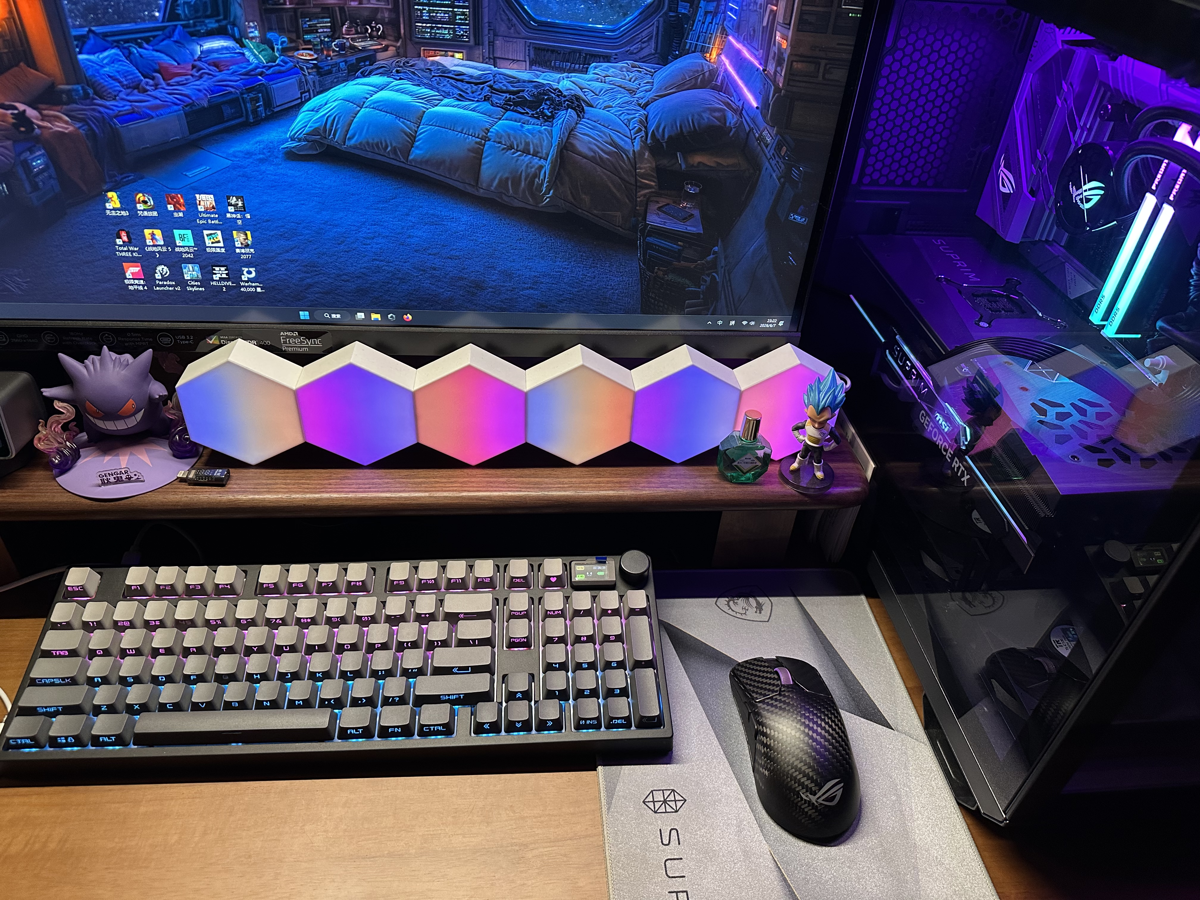 ROG龙鳞Ace Extreme 碳纤维轻量化47g 无线三模 游戏鼠标 AimPoint Pro光学传感器 无线8K 暗夜黑 实拍图