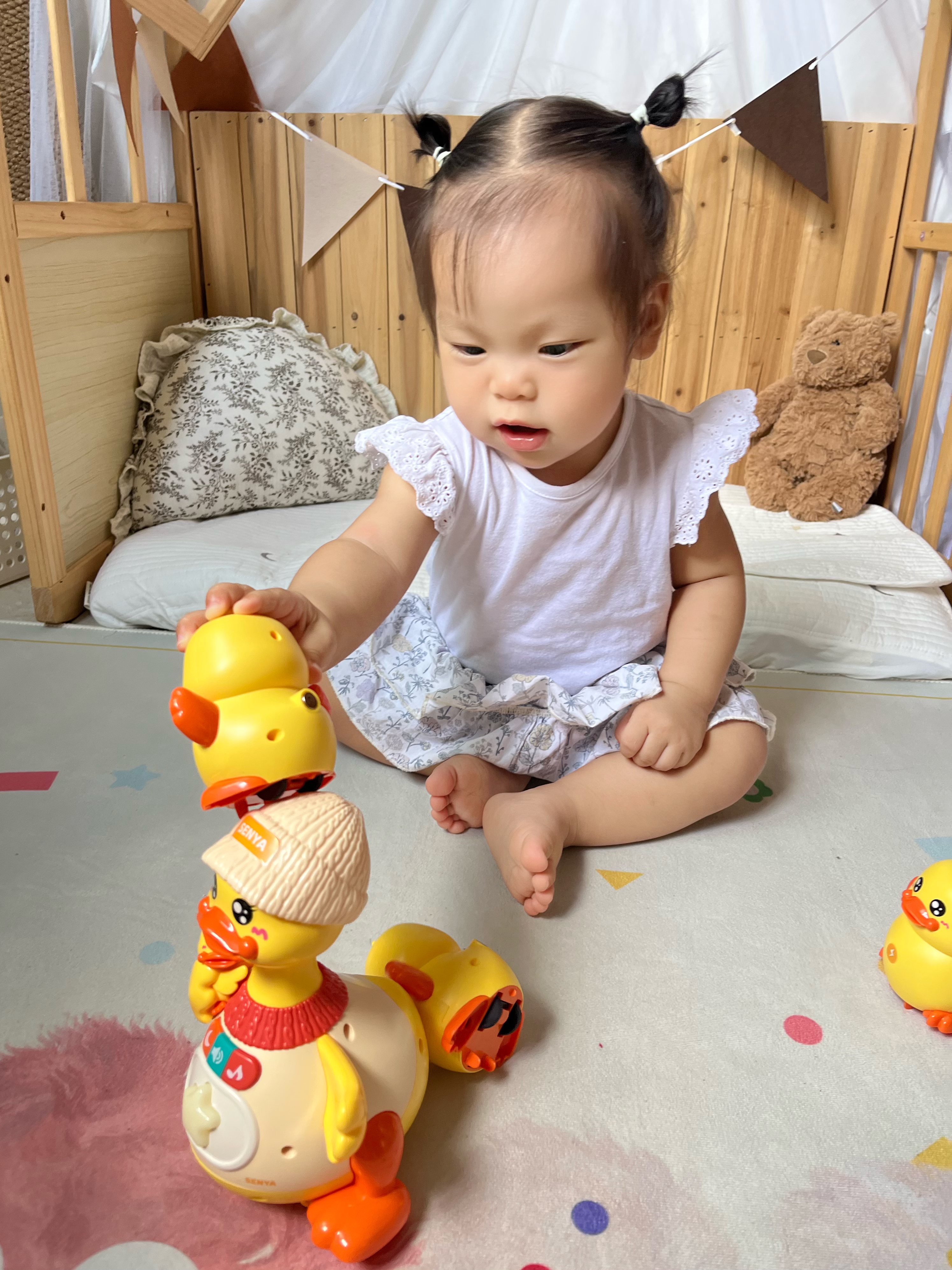 欣格新生婴儿0-1岁早教3个月宝宝电动爬行学爬鸭音乐抬头练习训练玩具 实拍图