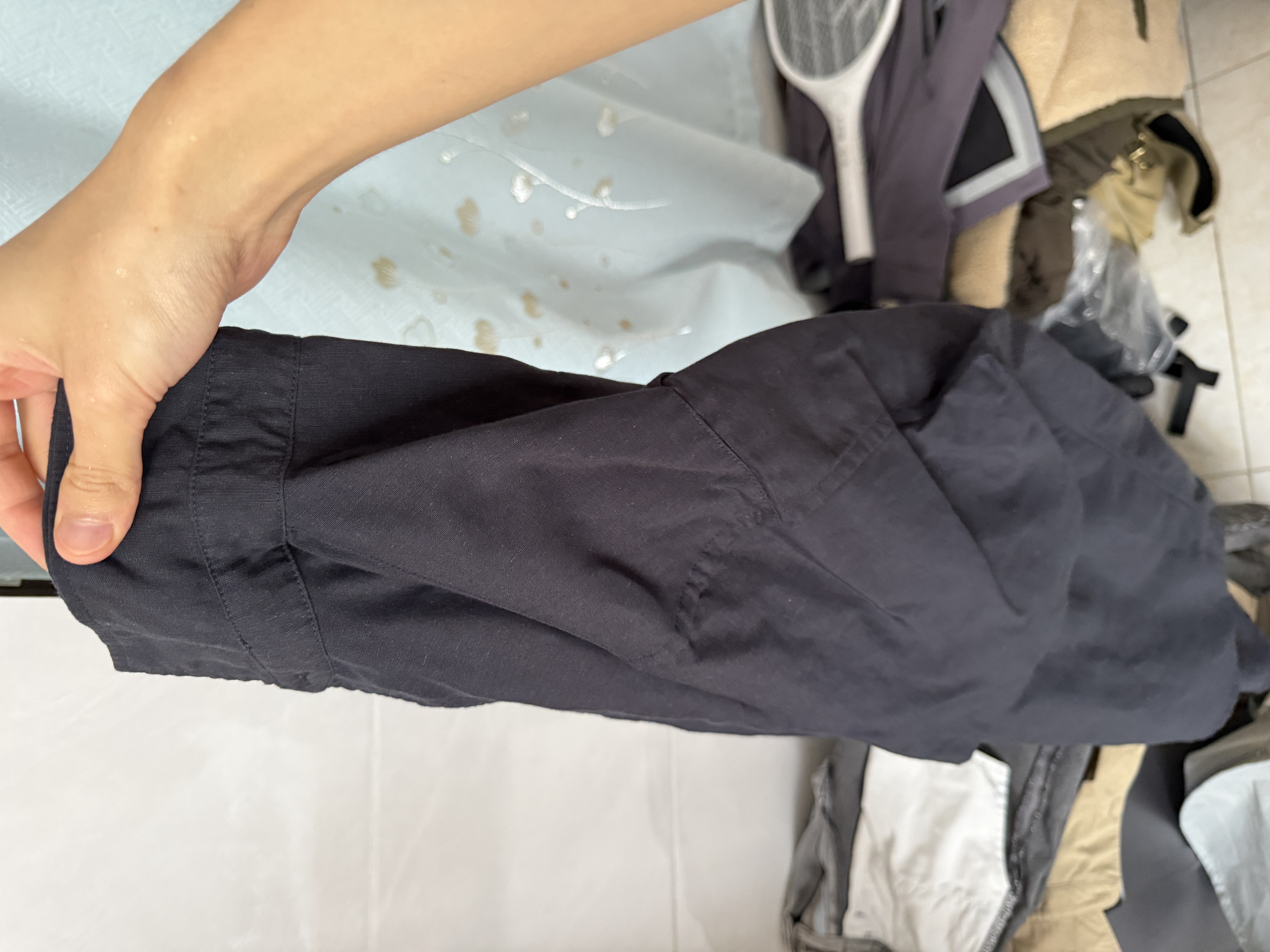 优衣库棉麻衬衫/短袖男装女装衬衣26春夏新款482502 69 藏青色 S 实拍图