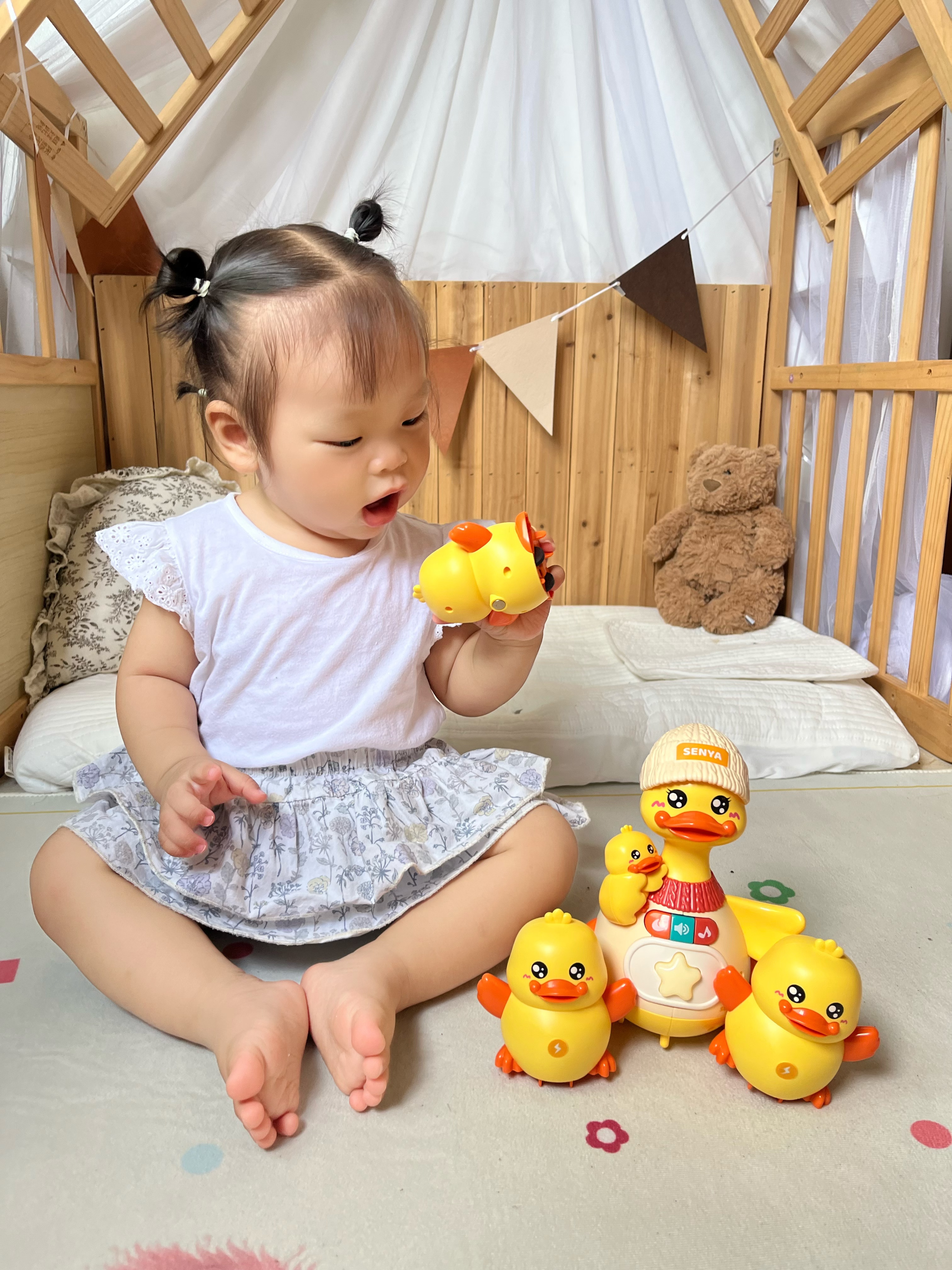 欣格新生婴儿0-1岁早教3个月宝宝电动爬行学爬鸭音乐抬头练习训练玩具 实拍图
