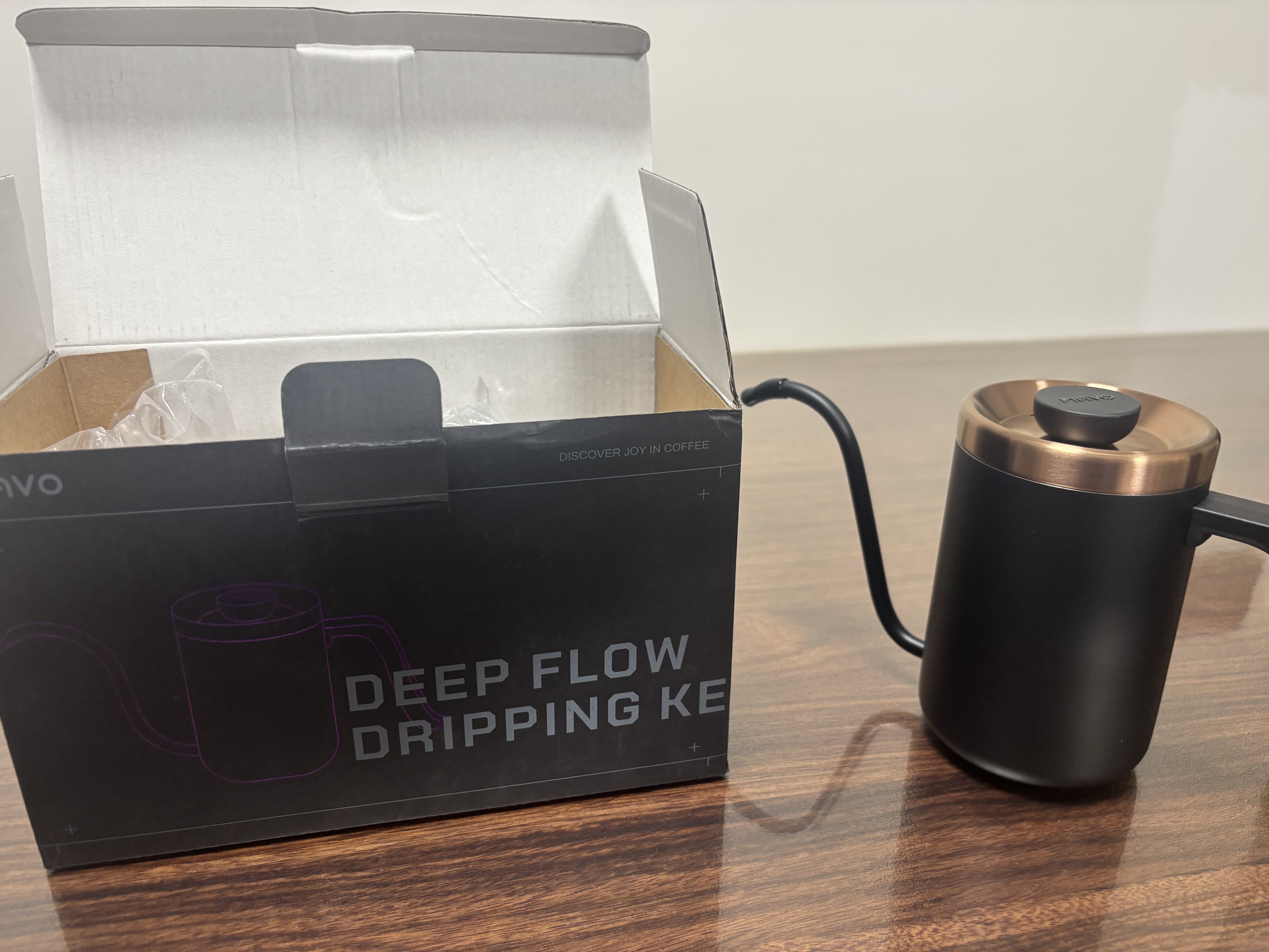 MAVO 手冲壶手冲咖啡壶 挂耳咖啡器具滴漏 长嘴细口壶家用 曜岩黑x古铜 实拍图