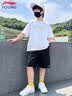 李宁（LI-NING）儿童套装2026夏季新款排湿速干短袖短裤男女童运动休闲童装两件套 实拍图
