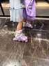 斯威（SWAY）轮滑鞋儿童溜冰鞋男女童初学套装中小学滑轮滑冰旱冰鞋成人直排轮 莫紫八轮全闪+一体支架+大礼包 M (适合6-12岁)平时鞋码31-36 实拍图