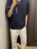 优衣库棉麻衬衫/短袖男装女装衬衣26春夏新款482502 69 藏青色 S 实拍图