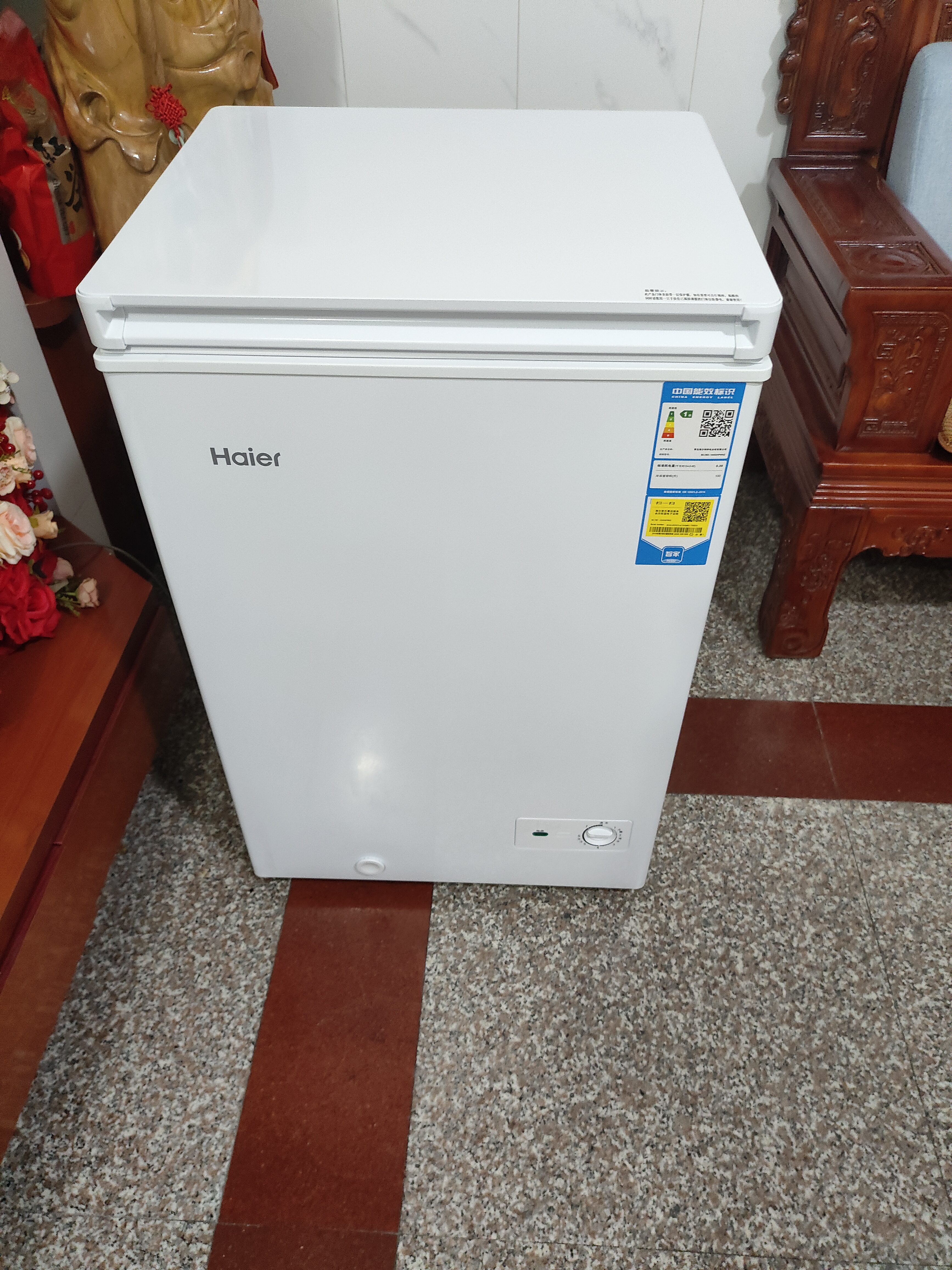 海尔（Haier）单温冰柜家用一级能效卧式冷藏柜冷冻柜小型迷你冷柜 100升 新品丨-30℃深冷丨PCM钢胆丨减霜80% 实拍图
