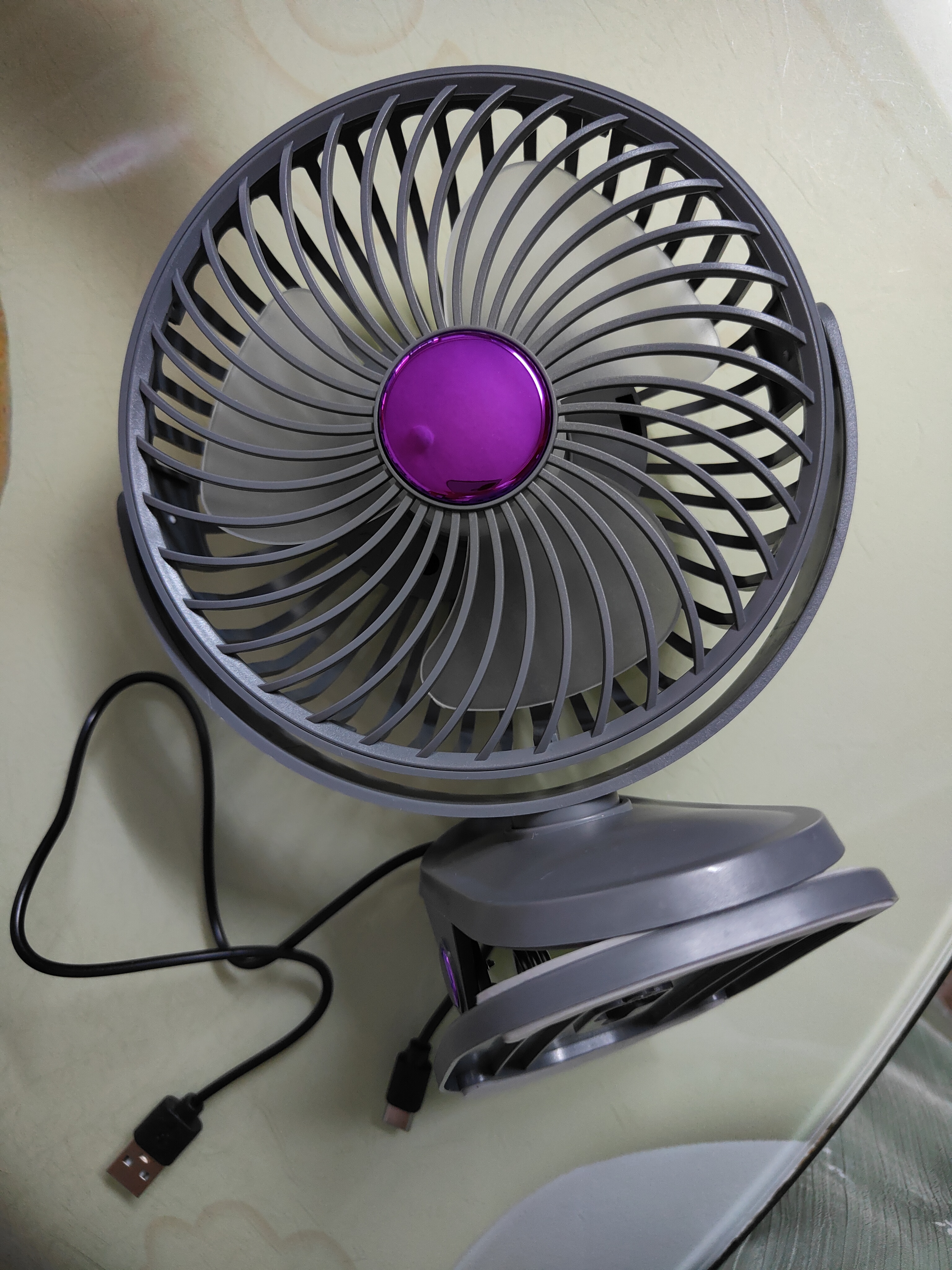 新款桌面小风扇静音办公室桌上usb电风扇制冷小型宿舍床上学生夹子厨房挂壁超长续航婴儿车载 充插两用【星空灰】 深度降噪电机 实拍图
