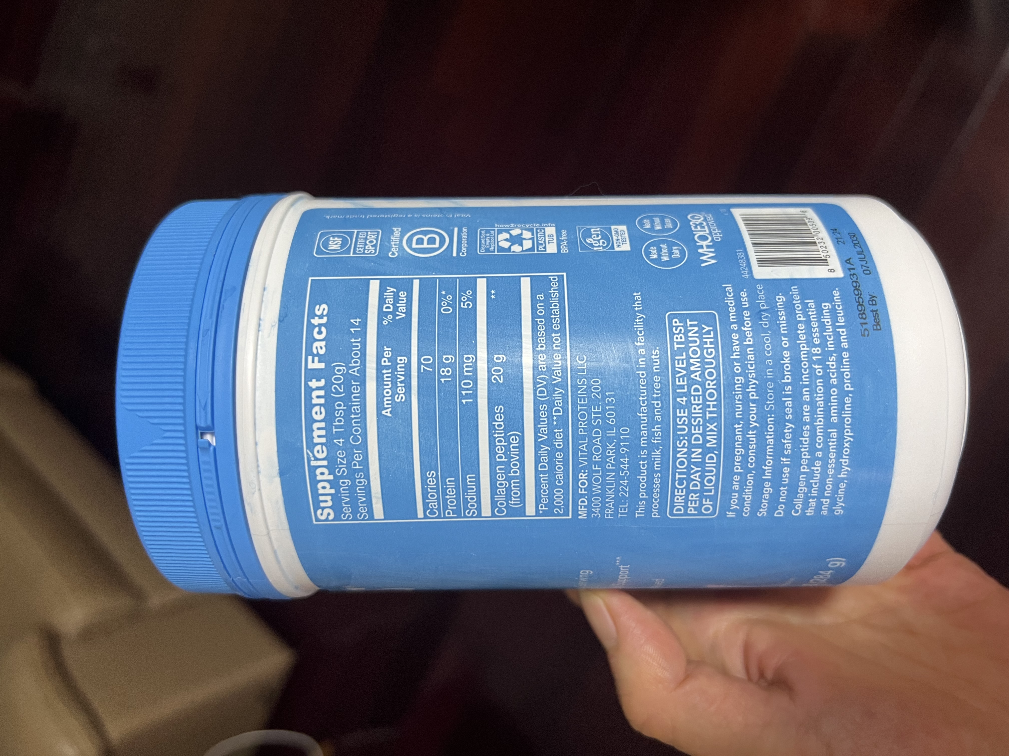 VITAL PROTEINS纯牛胶原蛋白肽粉胶原蛋白肽 美白去黄抗衰老 小分子 284g/罐进口 实拍图