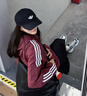 adidas通勤百搭休闲运动连帽夹克外套男女春季阿迪达斯三叶草   暗红   S 实拍图