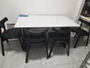 AUGUSTE奥古斯特黑色实木餐桌家用长方形轻奢高级感2026新款复古岩板餐桌 1.4米+4椅(飞鸦全托底板餐桌) 实拍图