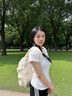 viney书包小学生初中高中大学生背包女大容量旅行双背包户外出游旅行包 白色+可爱挂件 简约轻便高颜值休闲减负电脑包 实拍图