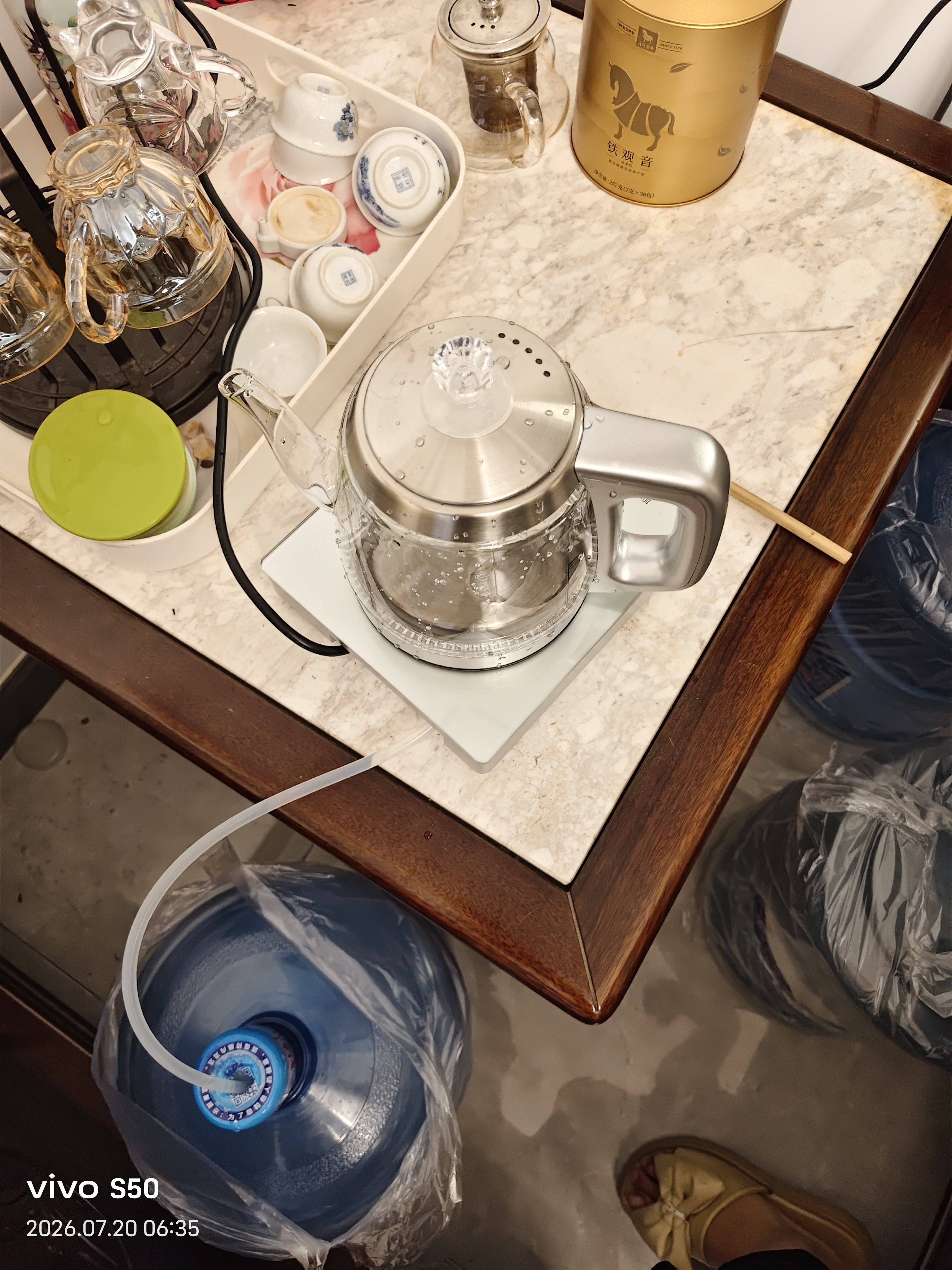 友家铺子（Biooner）全自动上水电热水壶茶台烧水壶专用一体茶桌茶几保温泡茶具电茶炉 1L 银色 实拍图