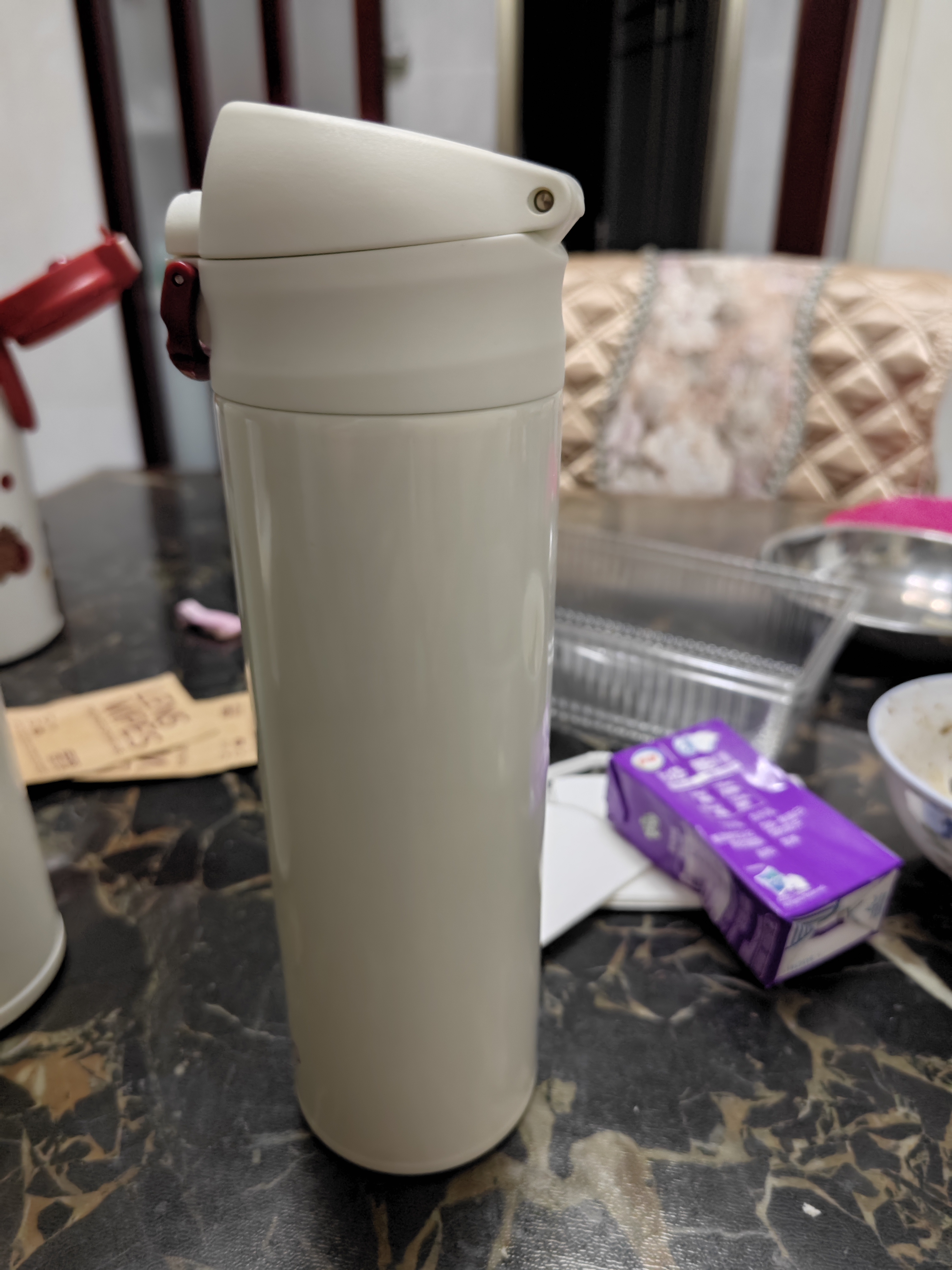 富光保温杯大容量轻量水杯男女学生316不锈钢车载弹盖杯年货礼品定制 优雅白【316不锈钢+滤网】500ml 实拍图