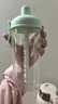 乐扣乐扣（LOCK&LOCK）夏天塑料水杯奶茶杯Tritan带吸管户外提手男女杯子700mL绿色 实拍图