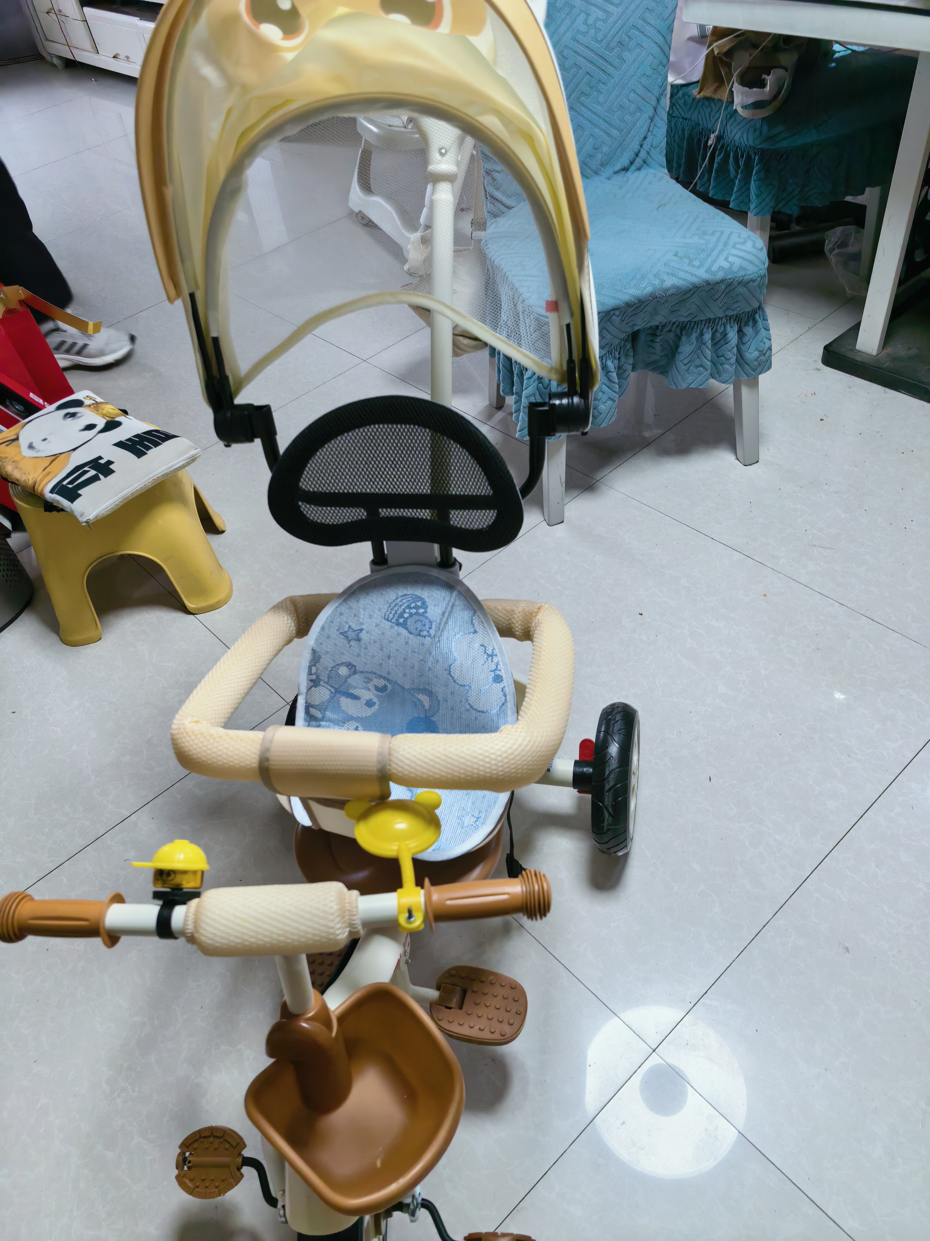 凤凰儿童三轮车遛娃神器1-3-6岁2大号婴儿手推车宝宝脚踏车自行车 大眼猫车棚-小推手 钛空轮 实拍图