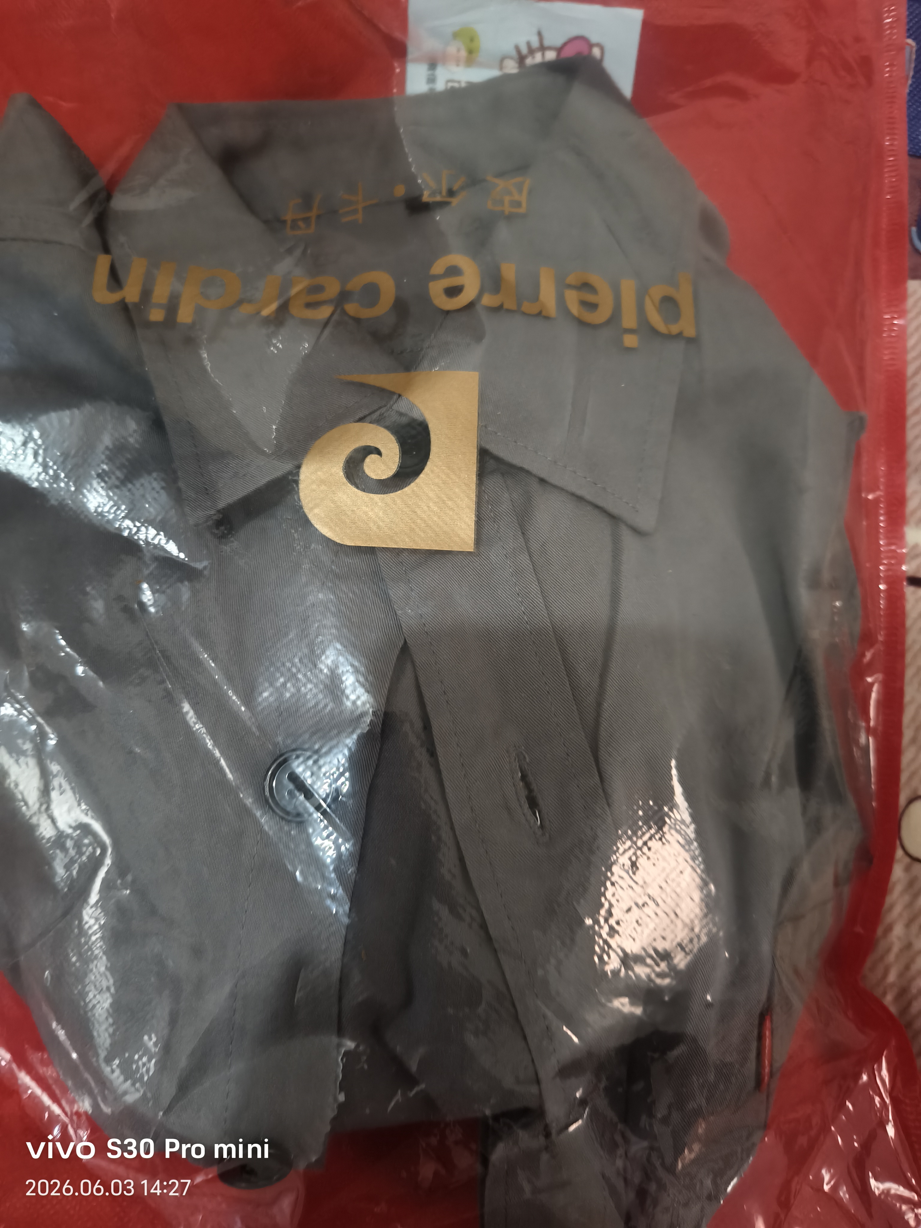 皮尔卡丹（pierre cardin）真口袋纯棉免烫衬衫男士宽松版七分袖衬衣工装作服男装外套春秋 高质量纯棉料七分袖5008(灰色) XL 130斤-155斤 实拍图