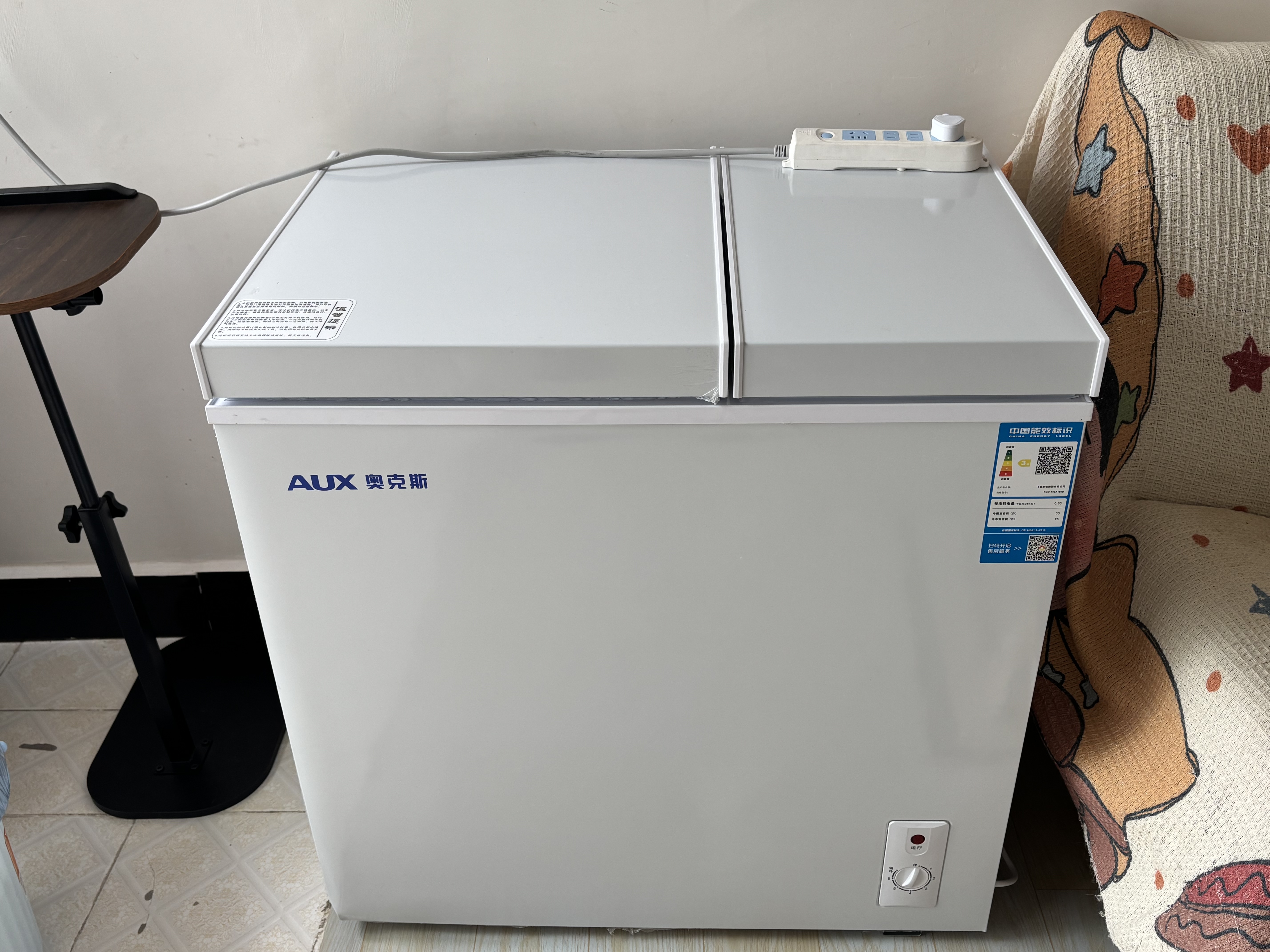 奥克斯（AUX）双温小冰柜家用小型 家用商用冷藏冷冻保鲜两用冰柜小型冷柜 109升【双温分储 节能低噪】可囤230斤肉 实拍图