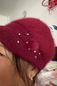恒源祥 帽子冬季女中老年人加厚帽子围巾套装保暖兔毛妈妈帽新年礼物 【晶钻绒球款】酒红色 【帽子+围巾+手套】礼盒 实拍图