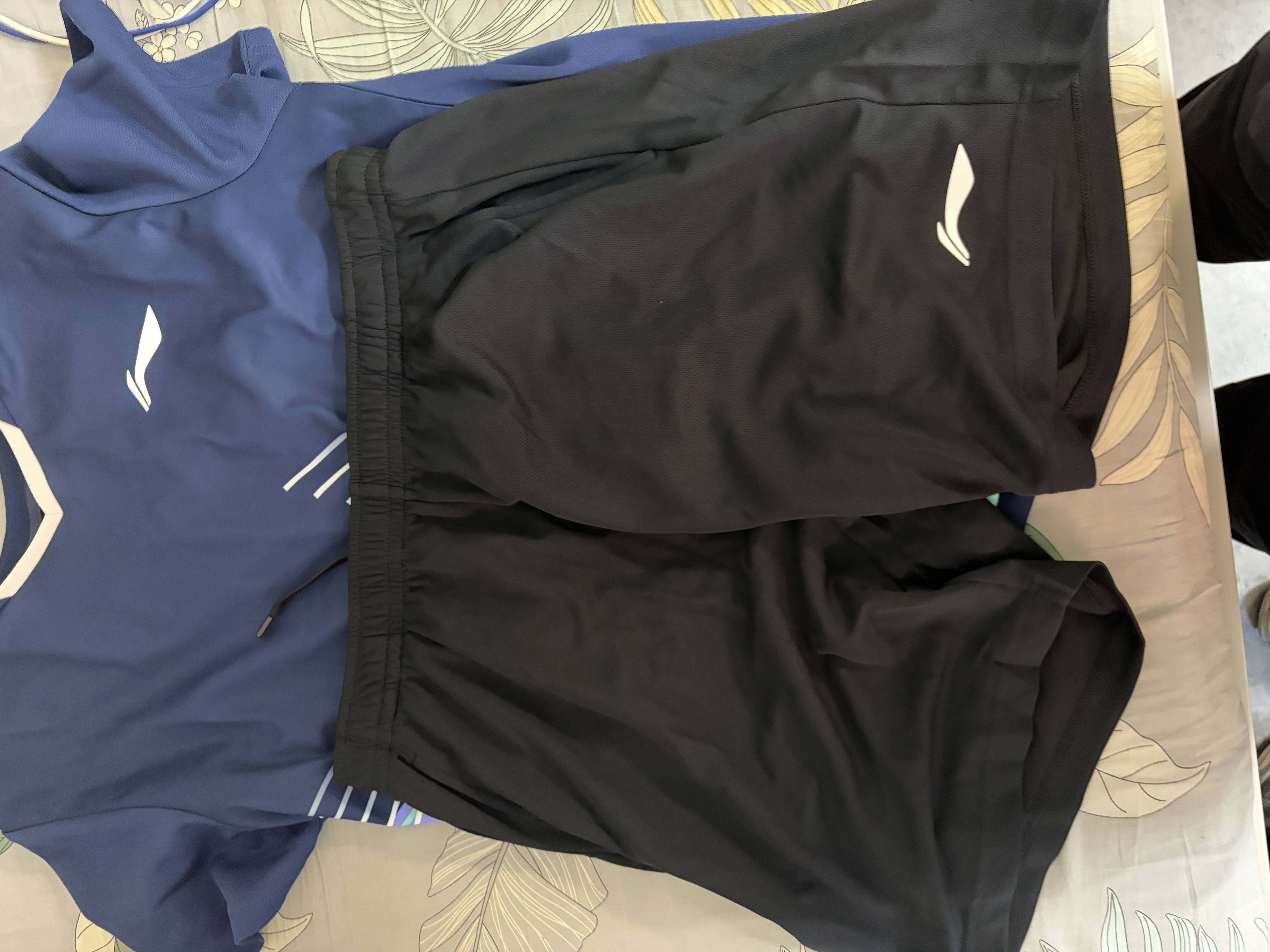 李宁T恤短裤套装男女同款速干凉爽比赛服AATT021 深航舰蓝-1 M 实拍图