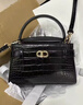 CHARLES&KEITH鳄鱼纹凯莉包手提斜挎婚包包女包生日礼物送女友CK2-50270880-1 Black黑色 S 实拍图