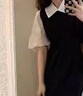 丹珠娜（DanZhuNa）连衣裙子女夏季2026新款女装学院风法式穿搭套装小个子衬衫裙子女 白色上衣+黑色裙子 M 实拍图