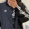 adidas休闲舒适三条纹立领夹克外套男装秋季阿迪达斯官方轻运动 黑色/白（推荐选大一码）   L 实拍图