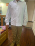 忻悦晴儿童白衬衫长袖男女童加肥版胖宝宝大码童装中大童学生校服演出服 男童尖领加肥长袖 160 cm建议体重105-120斤 实拍图