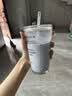 水杯玻璃杯吸管杯女高颜值可爱便携耐热仙女杯创意双饮杯随手杯子 450ml黑色字母+盖子+玻璃吸管 1只 实拍图