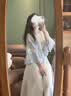 丹珠娜（DanZhuNa）新中式连衣裙女装2026夏季新款国风套装穿搭绝美汉服改良版长裙子 蓝色上衣+白色裙子 M 实拍图