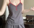 YSO【礼物系列】睡衣女吊带短裤含胸垫休闲简约家居服可外穿套装  L 实拍图