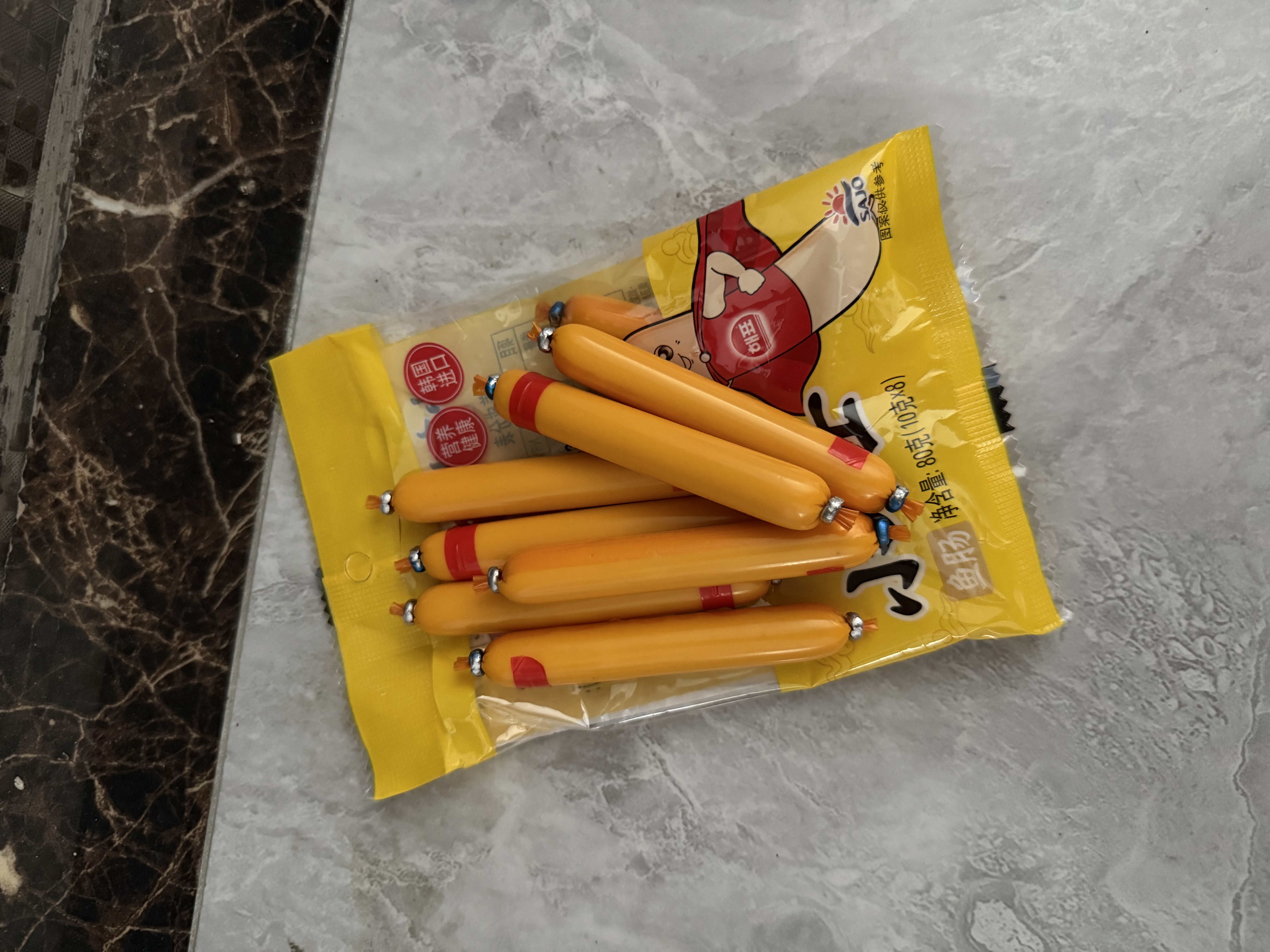 海牌菁品 韩国进口原味小力士鱼肠10g*8根 儿童零食即食鳕鱼肠80g/袋 实拍图