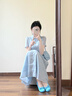 茵曼（INMAN）【苎麻】透气抗皱娃娃领连衣裙2026夏季女装度假风裙子 浅蓝色 M 实拍图