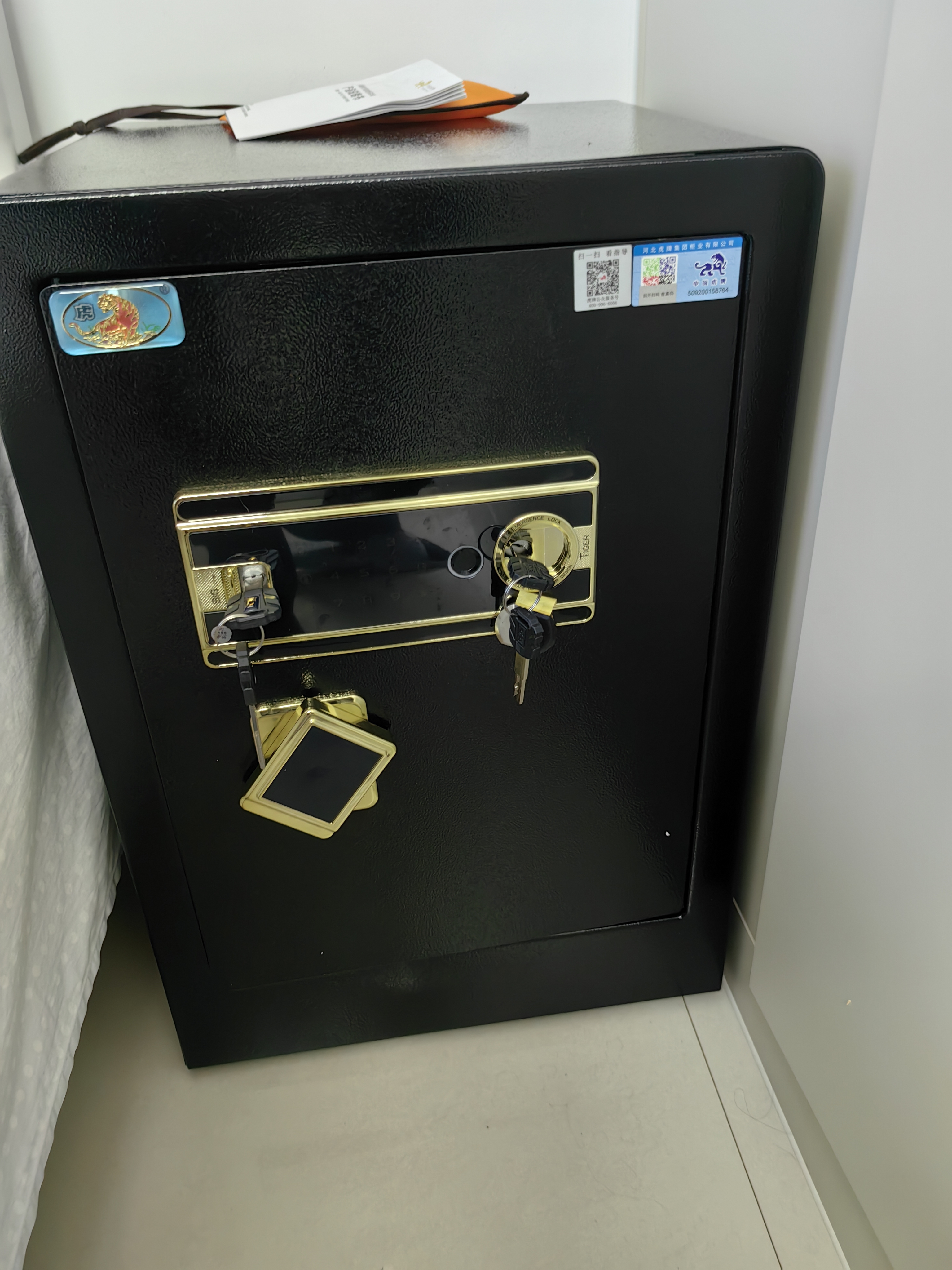 虎牌保险柜家用办公小型指纹密码WiFi保险箱全钢防盗可入墙保密保管柜 博瑞系列 60cm 钢琴黑 实拍图