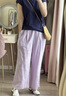MUJI 女式 汉麻水洗宽版裤女装裤子女款女士长裤休闲裤阔腿裤26年春夏 薰衣草色 S （155/62A） 实拍图