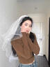 饰界花头纱领证结婚道具求婚布置生日礼物新娘头饰发饰拍照表白道具 蝴蝶结珍珠头纱 实拍图