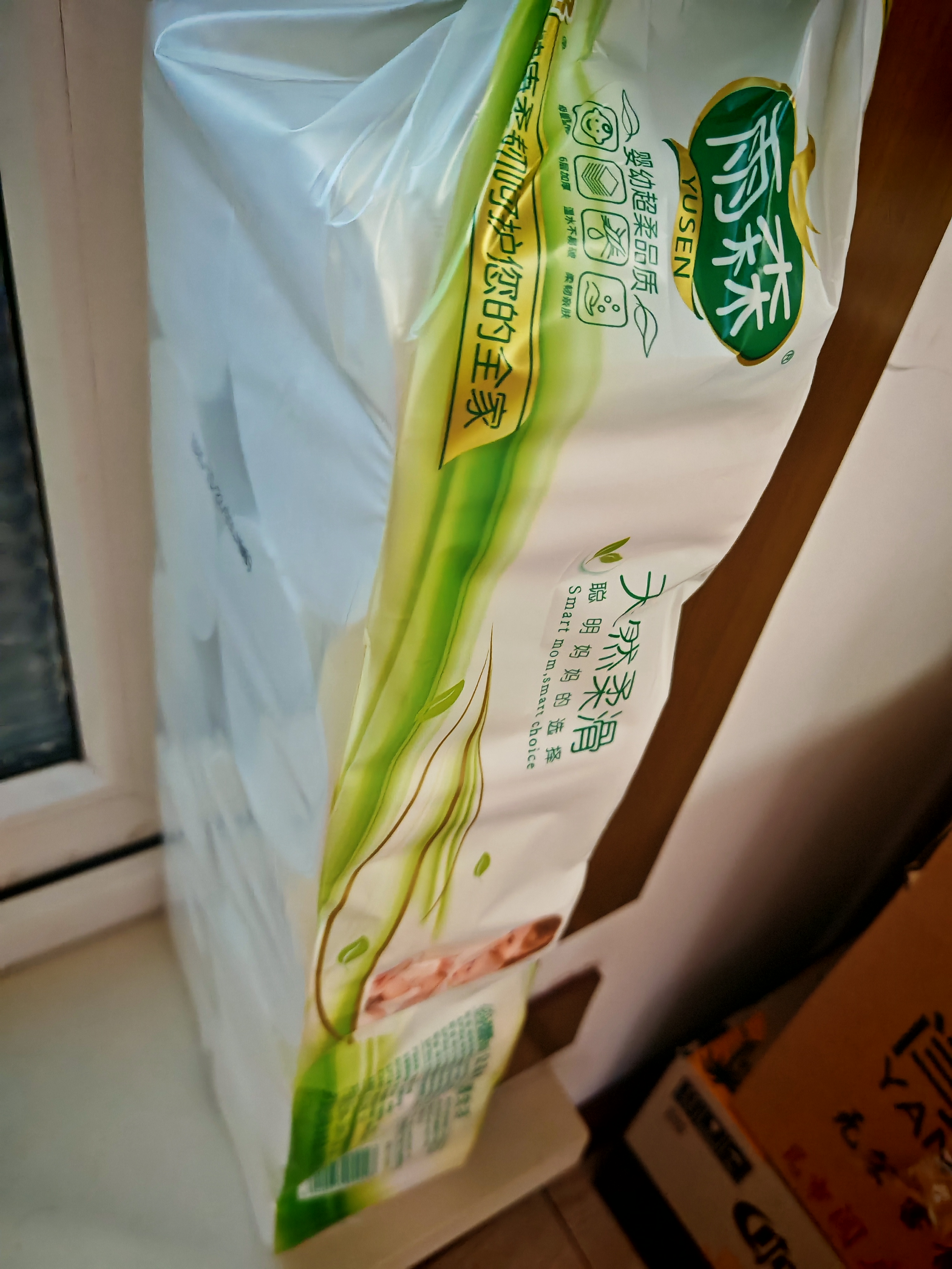 雨森（YUSEN）天然柔滑妇婴无芯卷纸卫生纸166g*12卷2000g*1提手纸厕纸大卷纸 实拍图