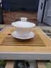 金镶玉 盖碗功夫茶具三才盖碗 羊脂玉德化白瓷泡茶杯碗 初夏120ml 实拍图