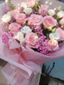 馨仪鲜花速递玫瑰向日葵康乃馨花束送女友生日礼物全国同城配送 11朵粉玫瑰混搭花束 实拍图