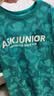 ASK JUNIOR男童短袖T恤夏季儿童不规则条纹中大童速干打底衫上衣童装 绿色 实拍图
