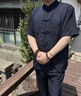 罗蒙（ROMON）唐装男装中老年人国风衣服爸爸夏季套装爷爷冰丝短袖父亲节礼物 深灰色套-装 XL （建议140-155斤） 晒单实拍图