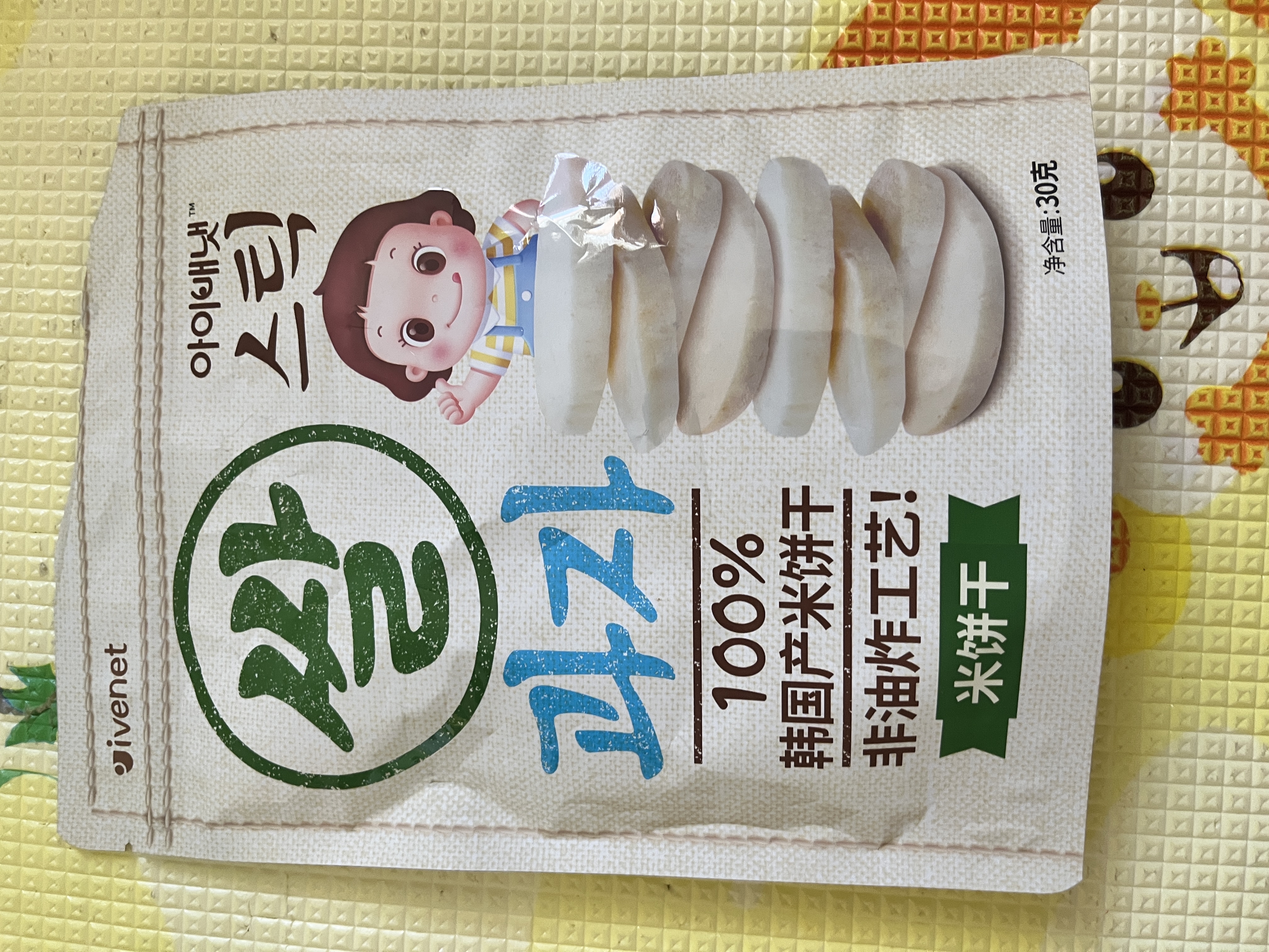艾唯倪（ivenet）米饼儿童零食磨牙棒 韩国原装进口无额外添加盐糖原味30g*3袋 实拍图